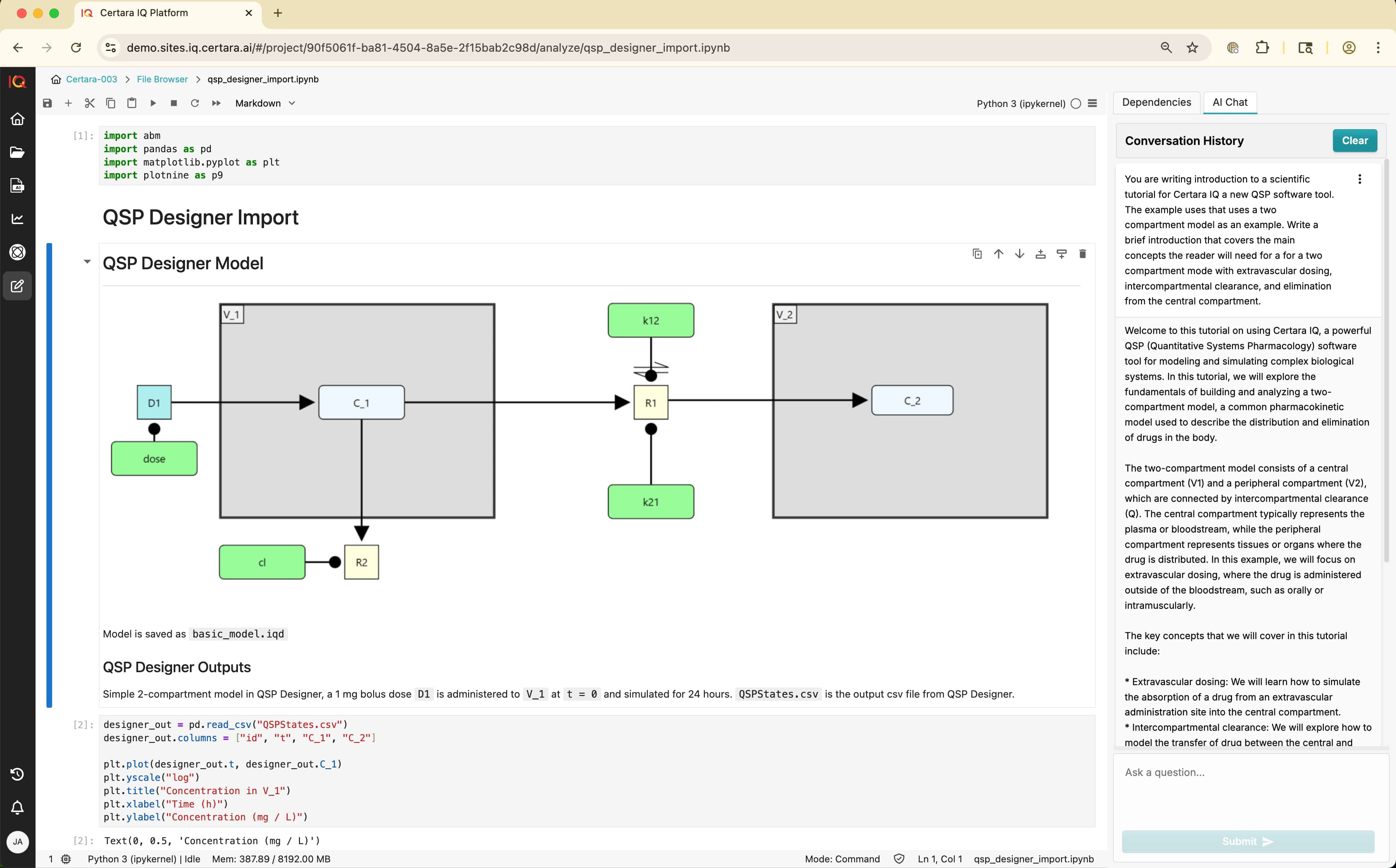 Certara IQ - AI-enhanced, intuitive interface