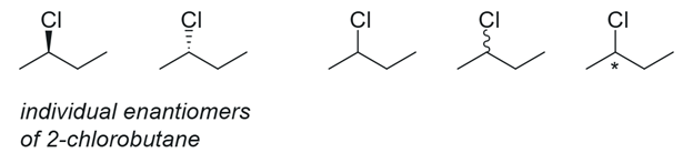 Graphical depictions of 2-chlorobutane.