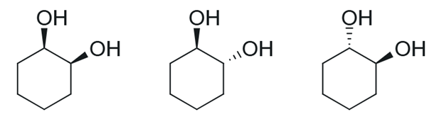 Stereoisomers of cyclohexane-1,2-diol.